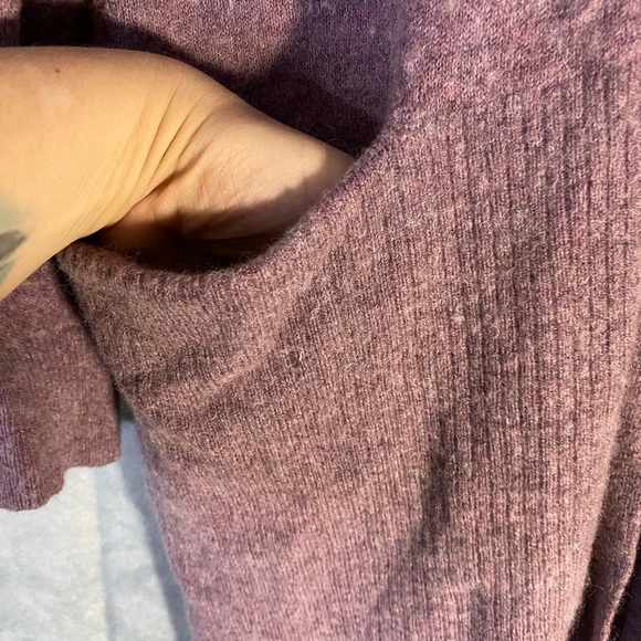 Merino Wool Blend Open Drape Cardigan Sweater OS Purple Lavender Big Pockets - Picture 5 of 7